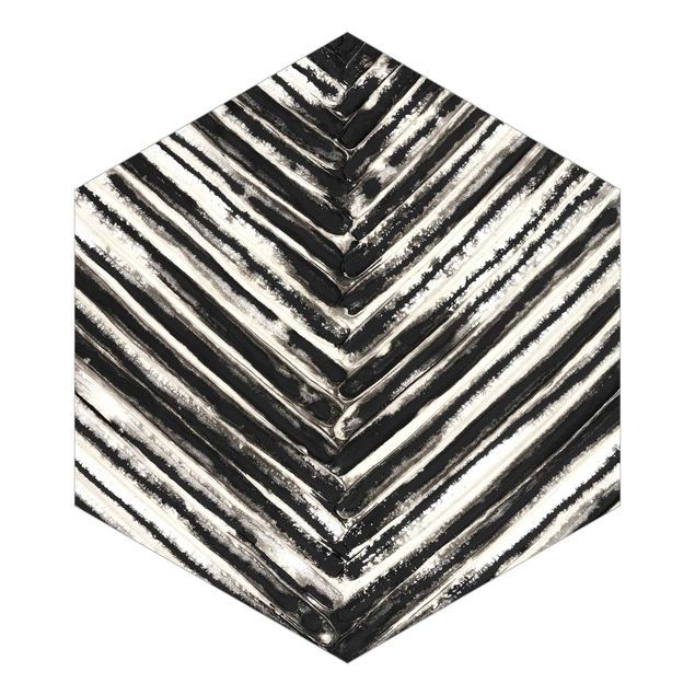 Self-adhesive hexagonal pattern wallpaper - Slats Black And White
