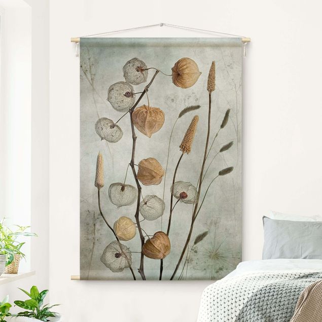 modern wall tapestry Physalis Fruit In Autumn