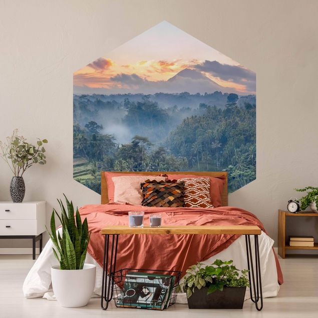 Self-adhesive hexagonal pattern wallpaper - Landscape In Bali