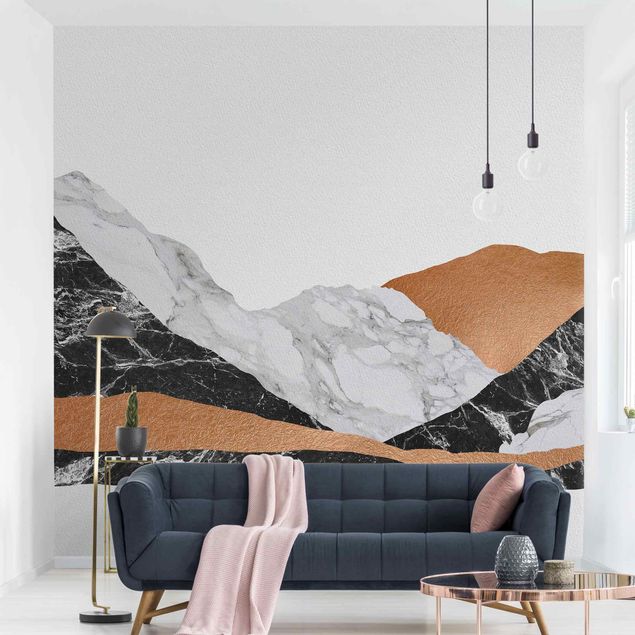 Walpaper - Landscape In Marble And Copper