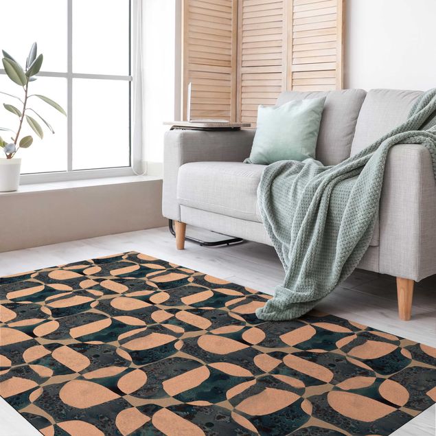 Dining room rugs Living Stones Pattern In Blue