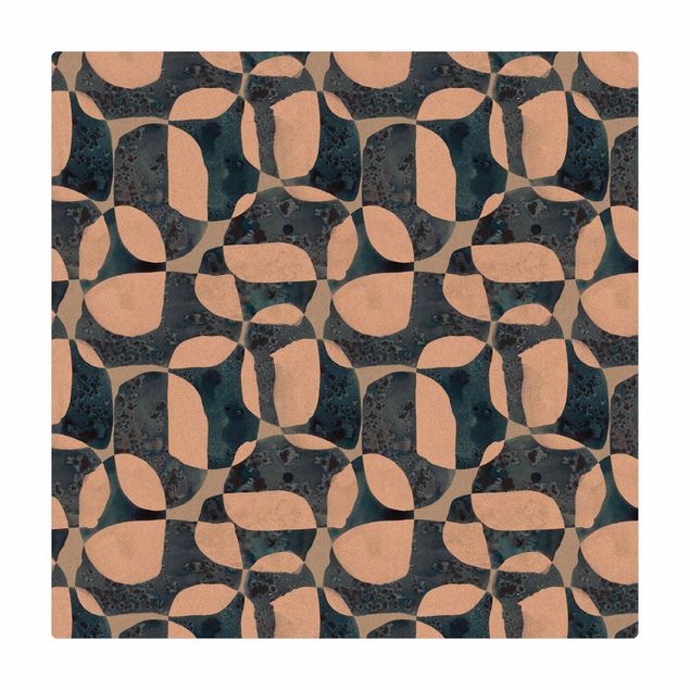 Cork mat - Living Stones Pattern In Blue  - Square 1:1