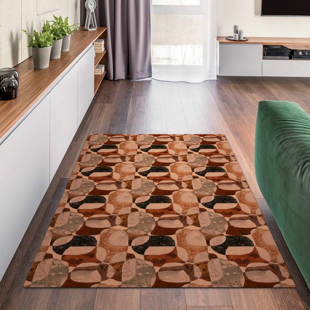 brown rugs for living room Living Stones Pattern In Brown