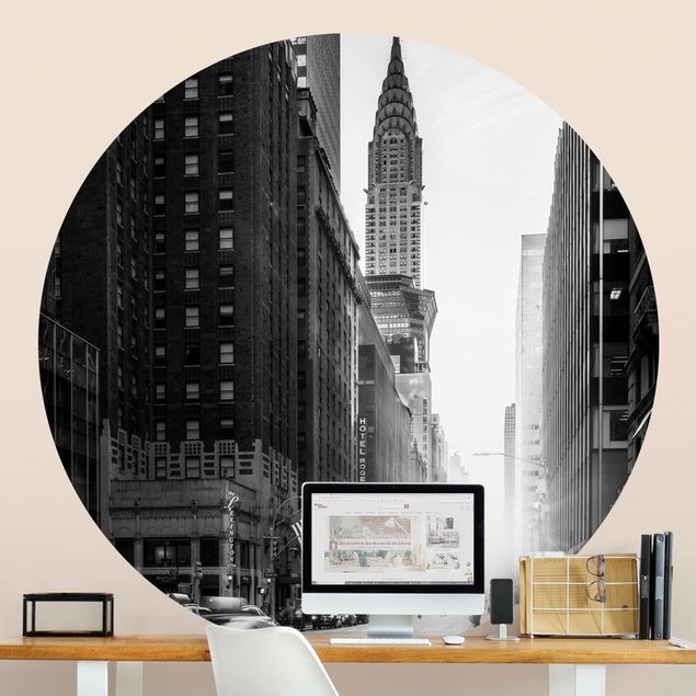 Self-adhesive round wallpaper - Lively New York