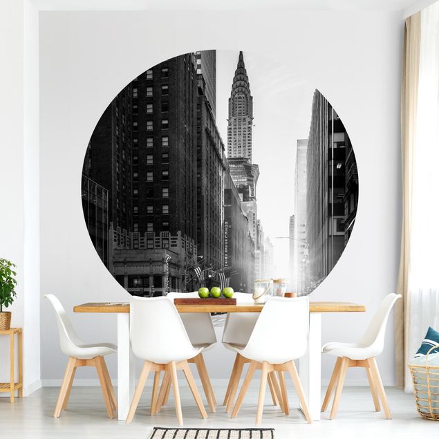Self-adhesive round wallpaper - Lively New York