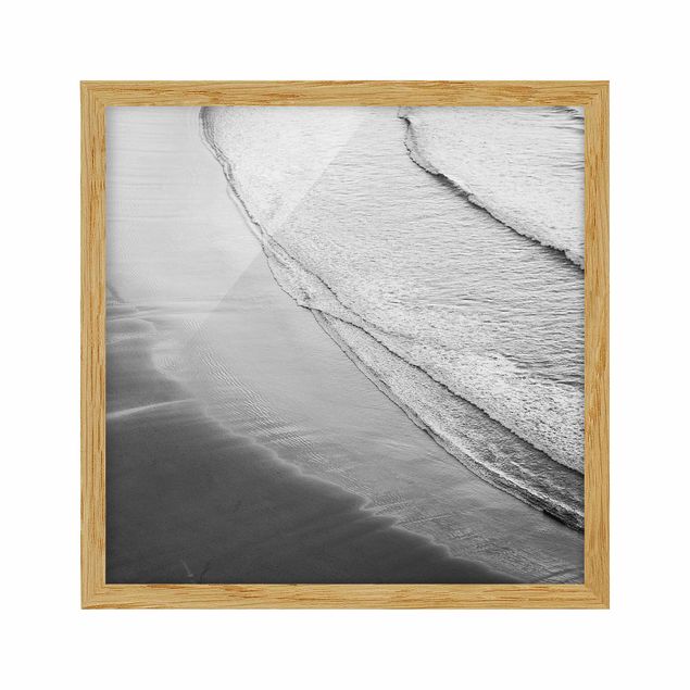 Framed poster - Soft Waves On The Beach Black And White