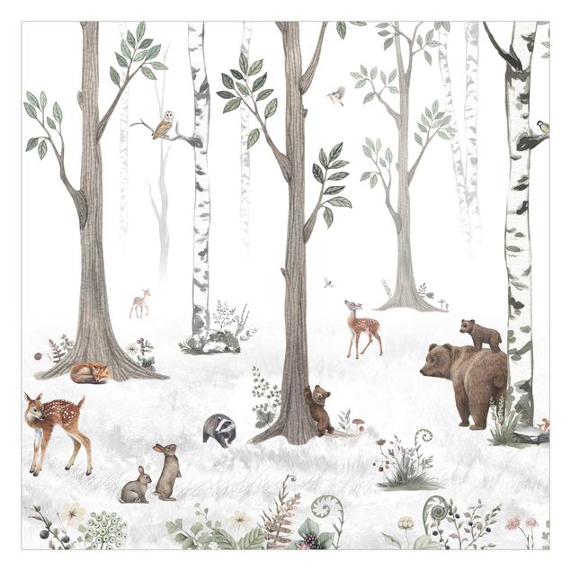Wallpaper - Silent white forest with animals