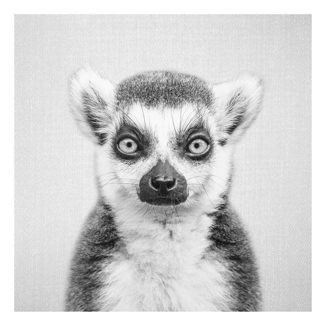 Glass print - Lemur Ludwig Black And White