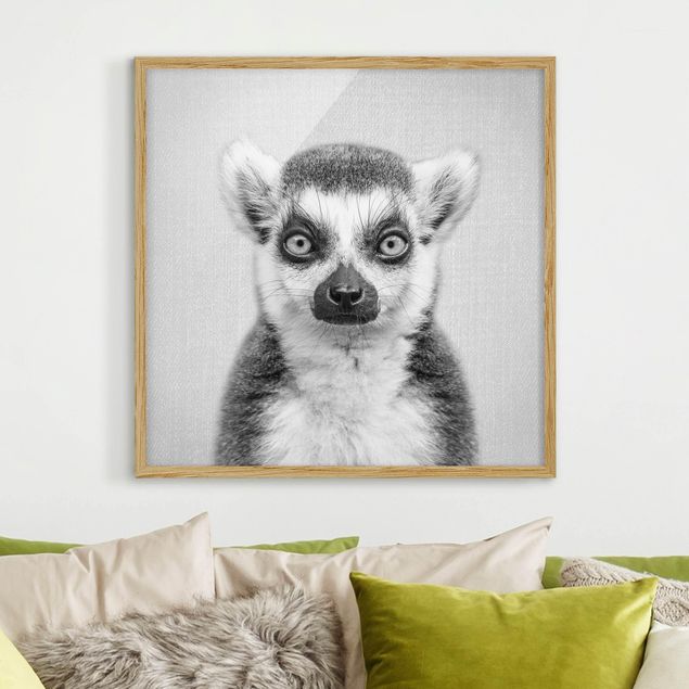 Framed poster - Lemur Ludwig Black And White