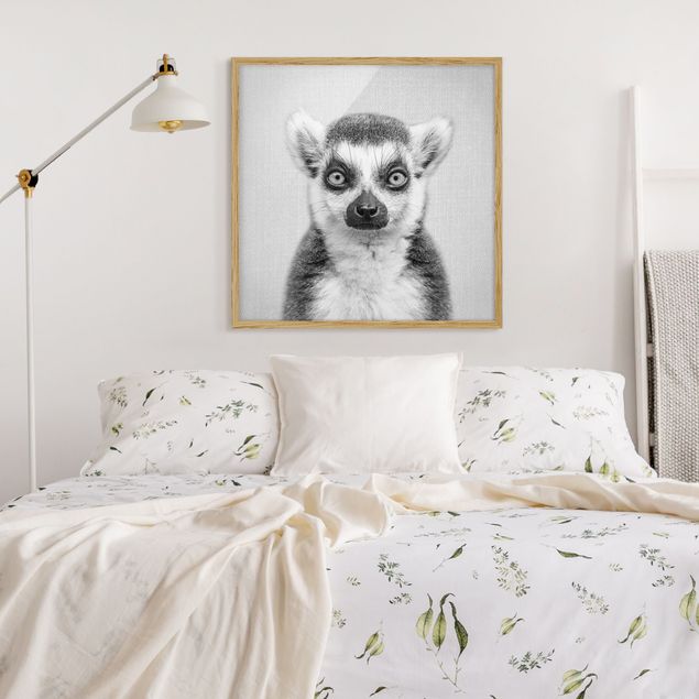 Framed poster - Lemur Ludwig Black And White