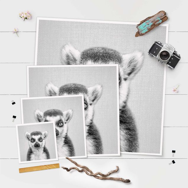 Poster art print - Lemur Ludwig Black And White