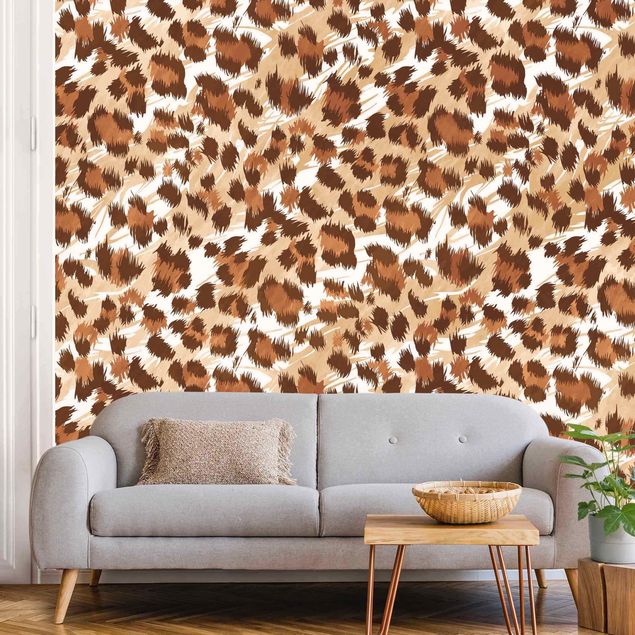 Wallpapers Watercolour Leo-Print In Shades Of Brown