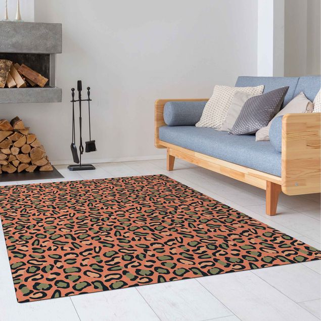 Animal print rugs Leopard Pattern In Pastel Pink And Blue