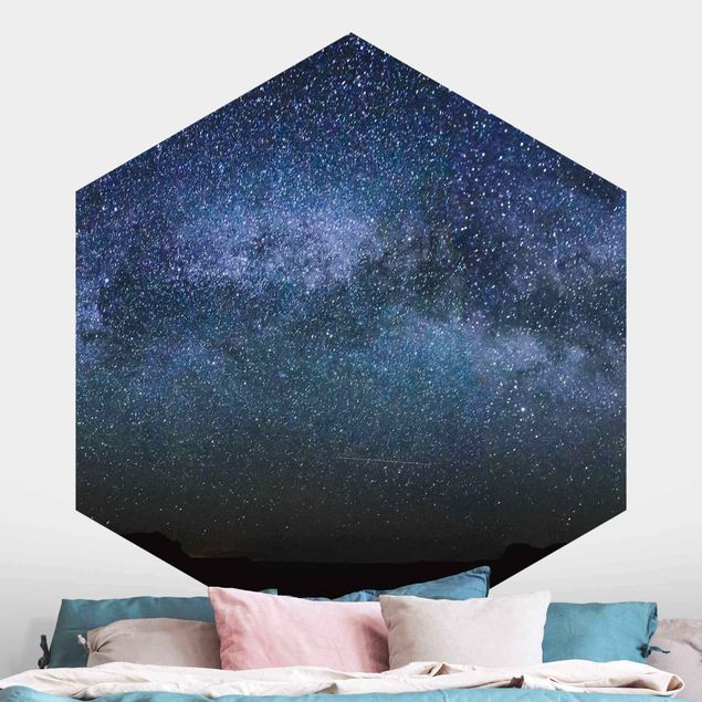 Hexagonal wall mural Shining Stars In Night Sky