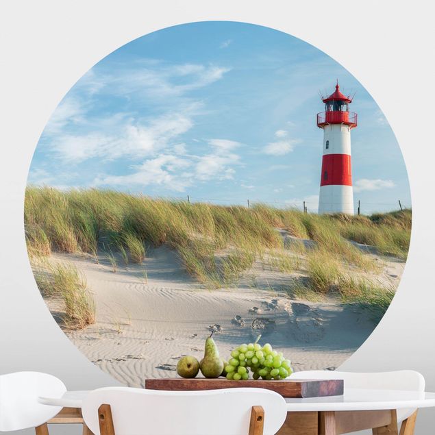 Self-adhesive round wallpaper - Lighthouse At The North Sea