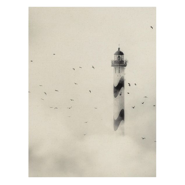 Natural canvas print - Lighthouse In The Fog - Portrait format 3:4
