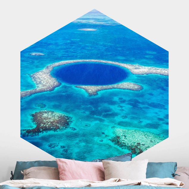 Self-adhesive hexagonal wall mural Lighthouse Reef Of Belize