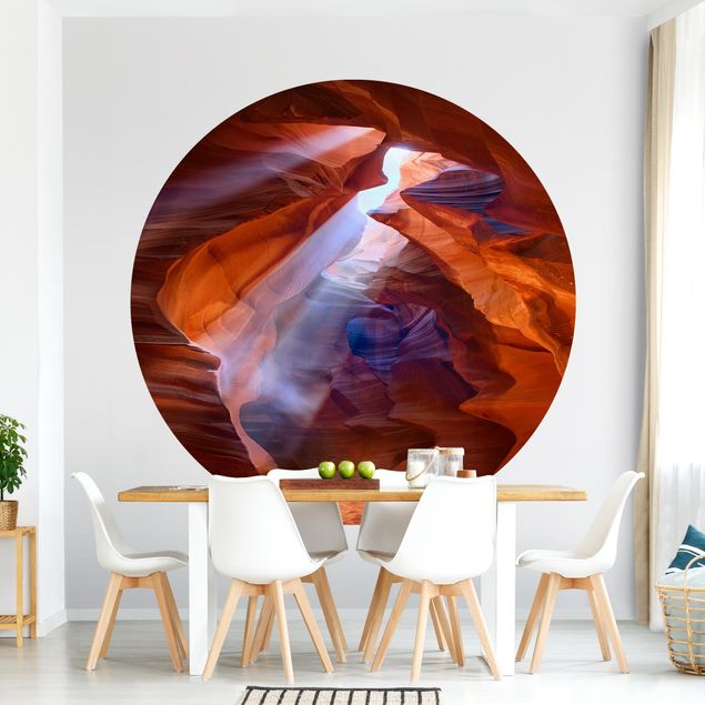 Self-adhesive round wallpaper - Play Of Light In Antelope Canyon