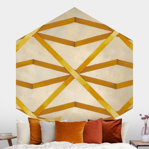 Hexagonal wallpapers Light And Ribbon Yellow