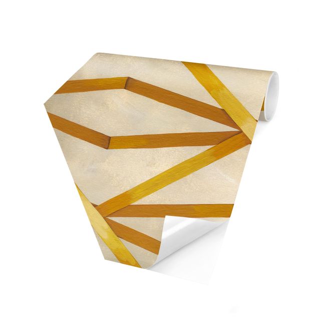 Self-adhesive hexagonal pattern wallpaper - Light And Ribbon Yellow