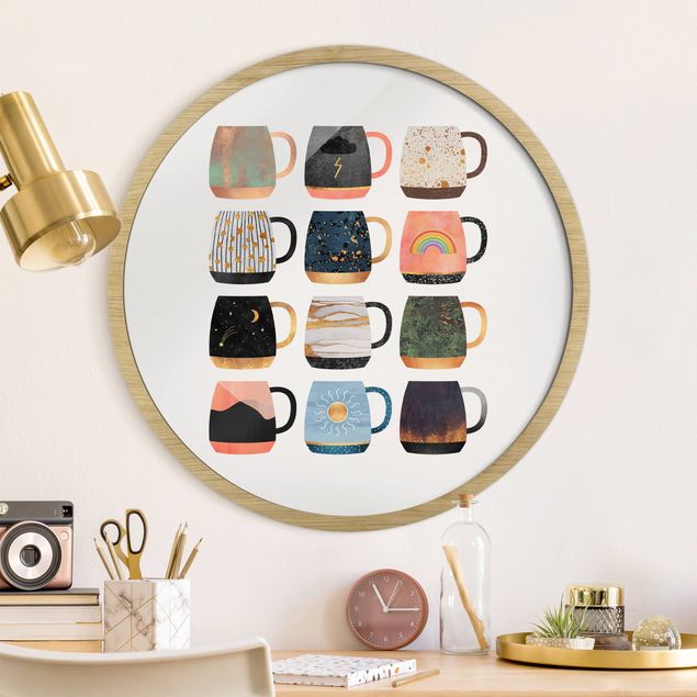 Framed prints round Favorite Mugs With Gold