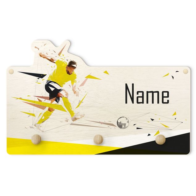 Coat rack for children - Favourite Club Yellow Black With Customised Name
