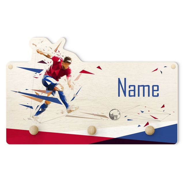 Coat rack for children - Favourite Club Red Blue With Customised Name