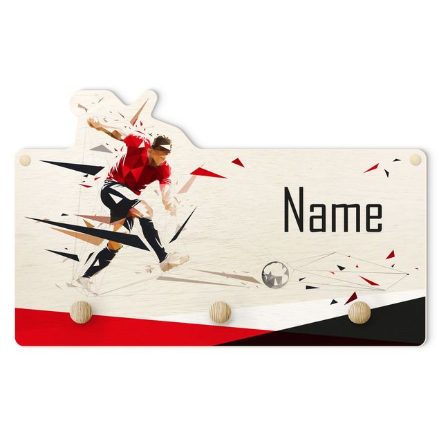 Coat rack for children - Favourite Club Red Black With Customised Name