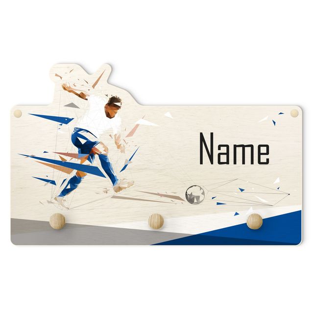 Coat rack for children - Favourite Club White Blue With Customised Name