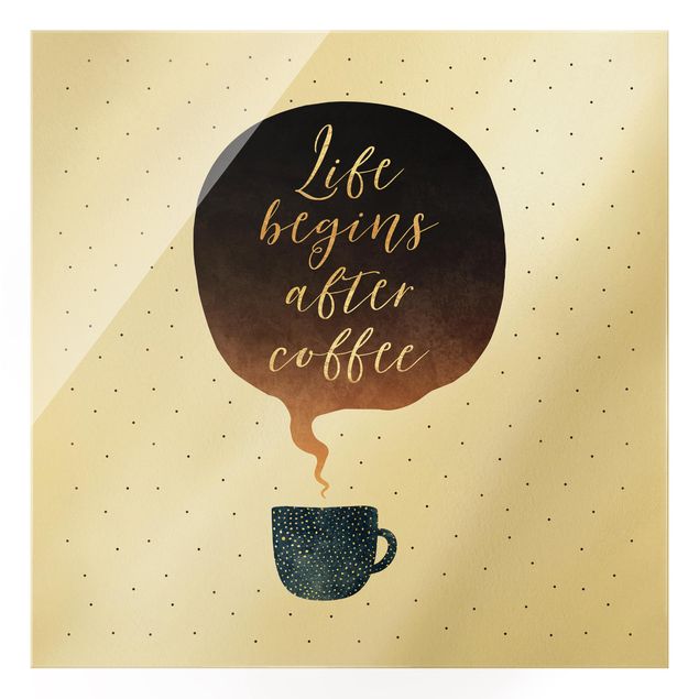 Glass print - Life Begins After Coffee Dots