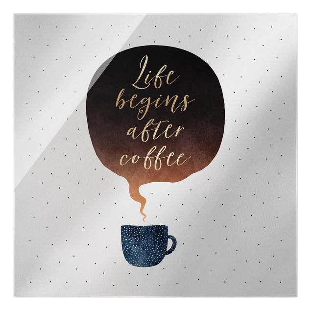 Glass print - Life Begins After Coffee Dots