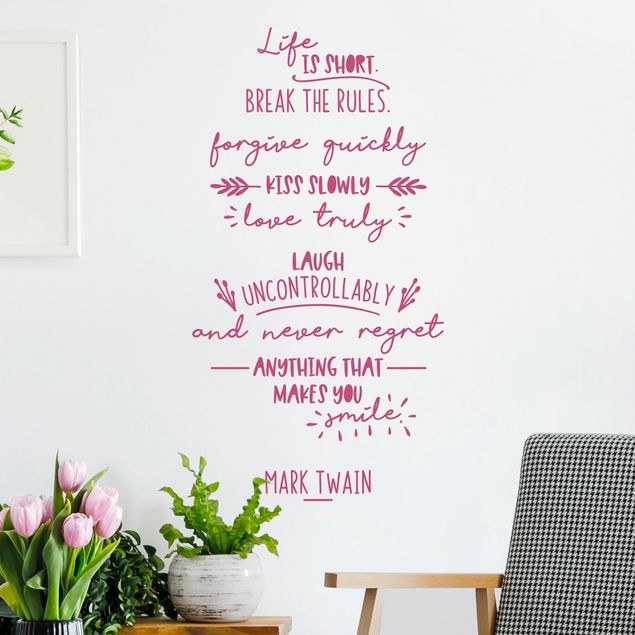 Wall decals quotes Life Is Short, Break The Rules