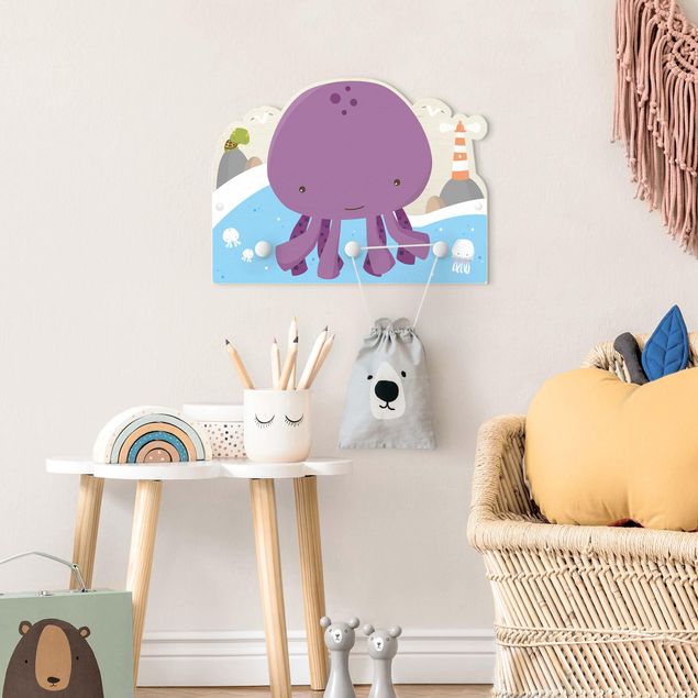 Coat rack for children - Purple Baby Squid