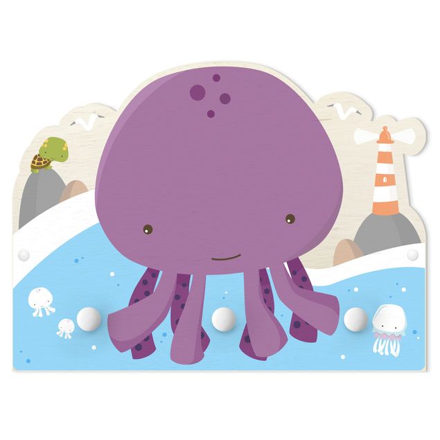 Coat rack for children - Purple Baby Squid
