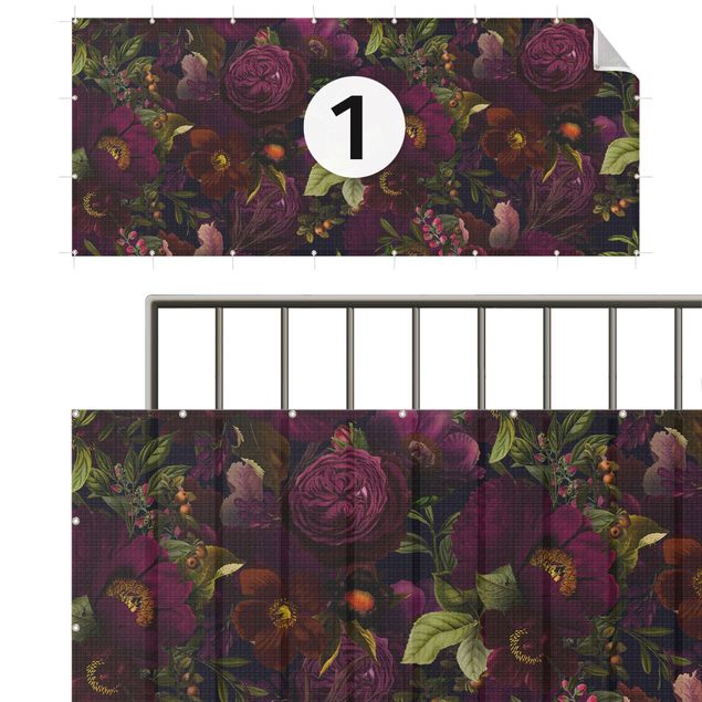 Privacy screen mat Purple Blossoms Dark