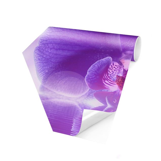Self-adhesive hexagonal pattern wallpaper - Purple Orchid On Water