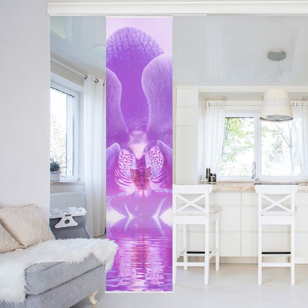 Sliding panel curtains set - Purple Orchid On Water