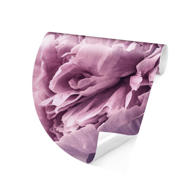 Self-adhesive round wallpaper - Purple Peony Blossoms