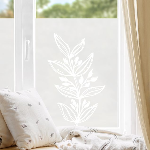 Window film - Line Art - Leaves And Buds