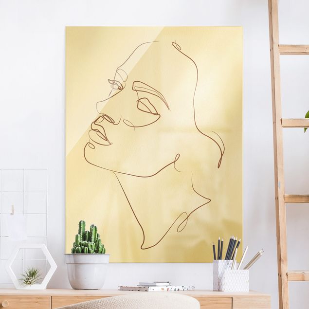 Glass print - Line Art - Woman Dreaming Face  - Portrait format