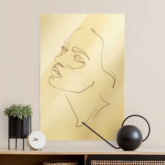 Glass print - Line Art - Woman Dreaming Face  - Portrait format