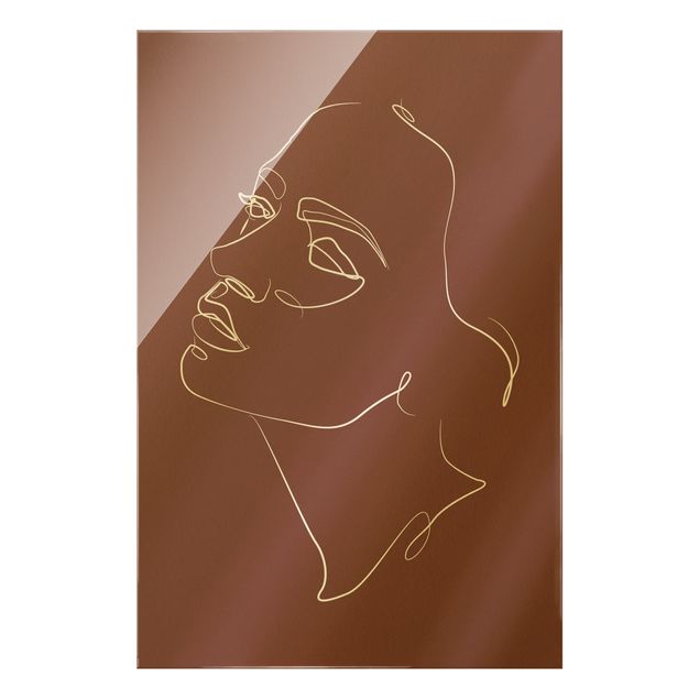 Glass print - Line Art - Woman Dreaming Face Red - Portrait format