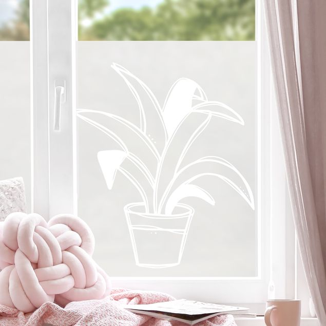 Window film - Line Art - Big Potted Plant