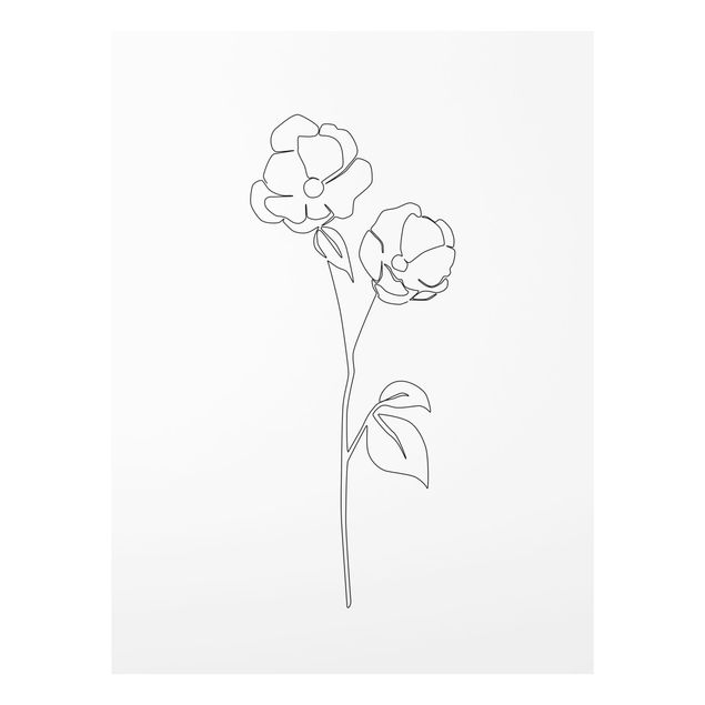 Glass print - Line Art Flowers - Poppy Flower