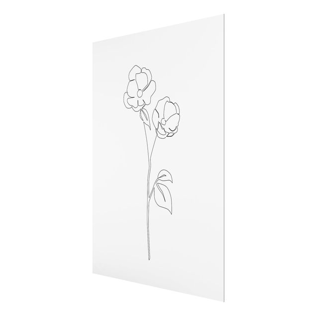 Glass print - Line Art Flowers - Poppy Flower