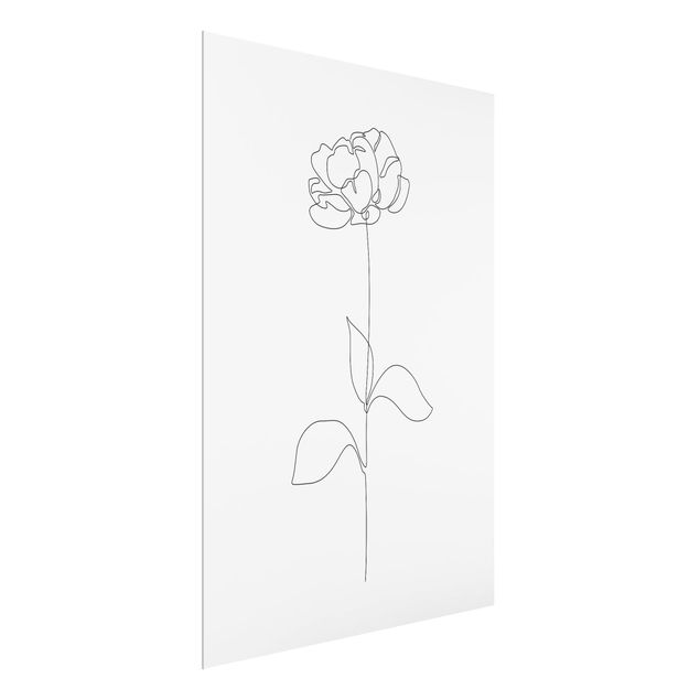 Glass print - Line Art Flowers - Peony