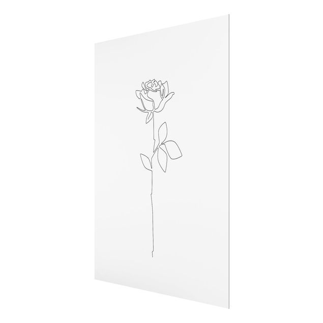 Glass print - Line Art Flowers - Rose