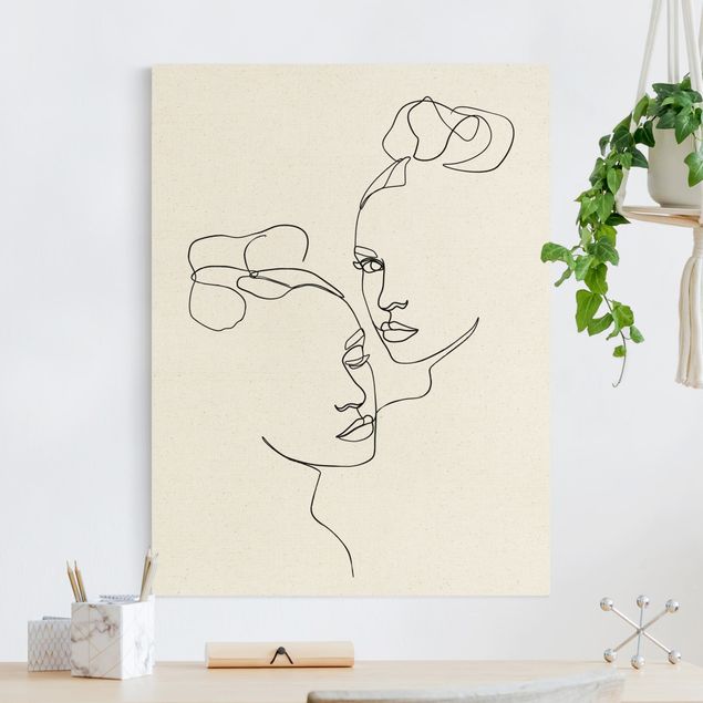 Canvas print gold - Line Art Faces Women Black And White