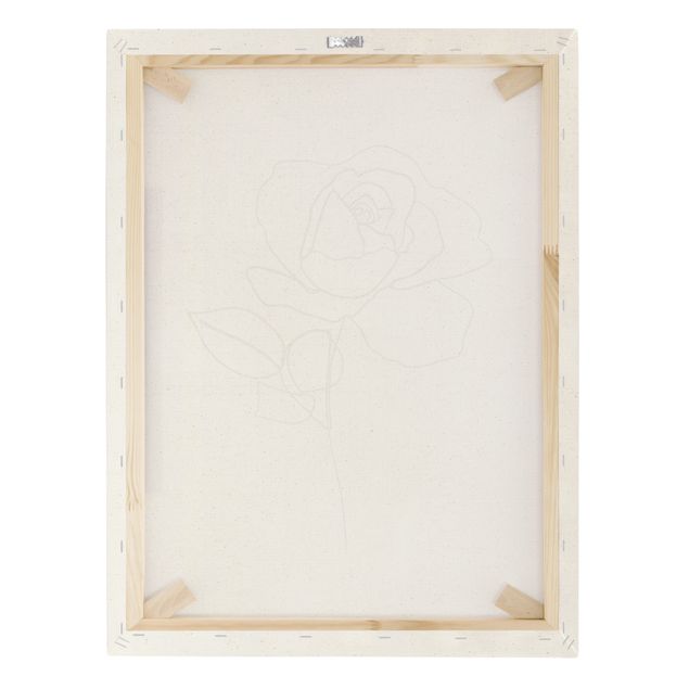 Natural canvas print - Line Art Rose Black White - Portrait format 3:4