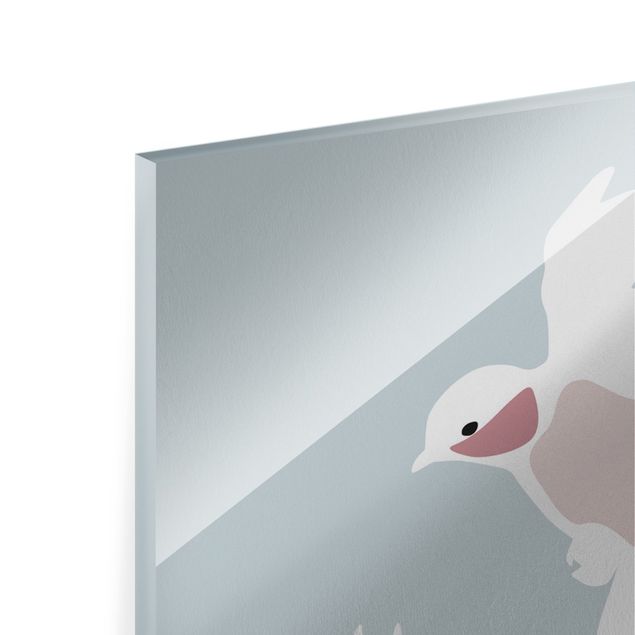 Glass print - Line Art Pigeons Pastel